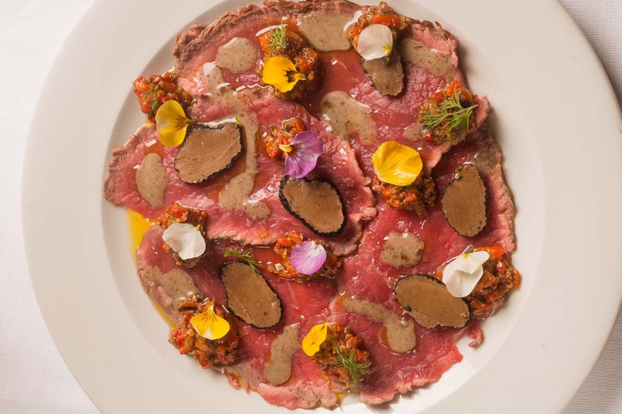 Meat Carpaccio With Black Truffles Flake