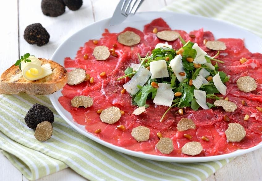 Meat Carpaccio With Black Truffles Flake