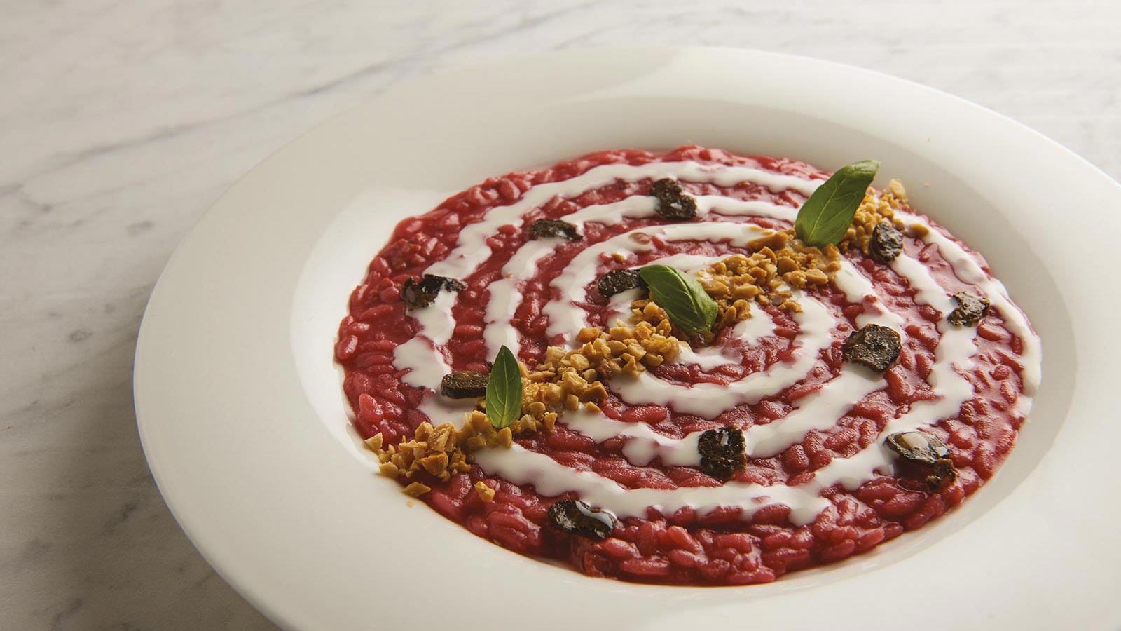 Beet Root Risotto And Sliced Truffle