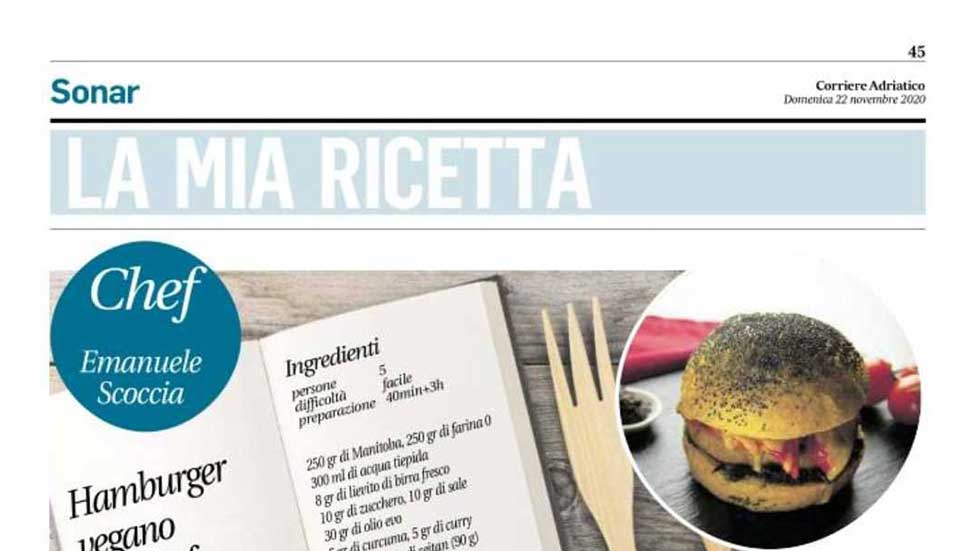 Articolo Del Corriere Adriatico: “La Mia Ricetta”. T&C Tartufi Presenta La Sua Versione Dell’Hamburger Vegano