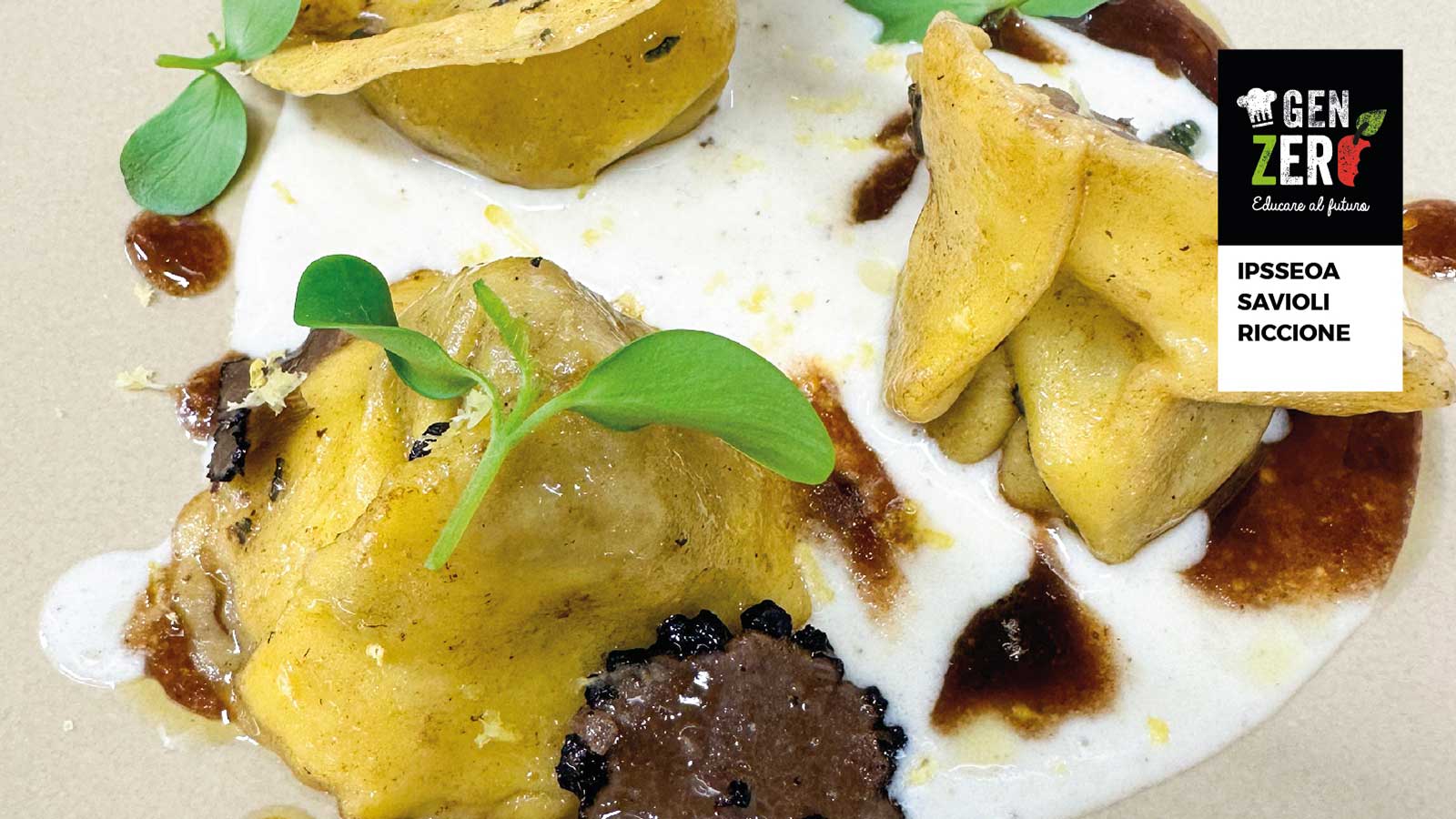 IPSSEOA Savioli – Riccione Cappellaccio Al Brasato E Caciotta Su Spuma Di Patate Di Montescudo IGP E Tartufo E Salsa Al Sangiovese